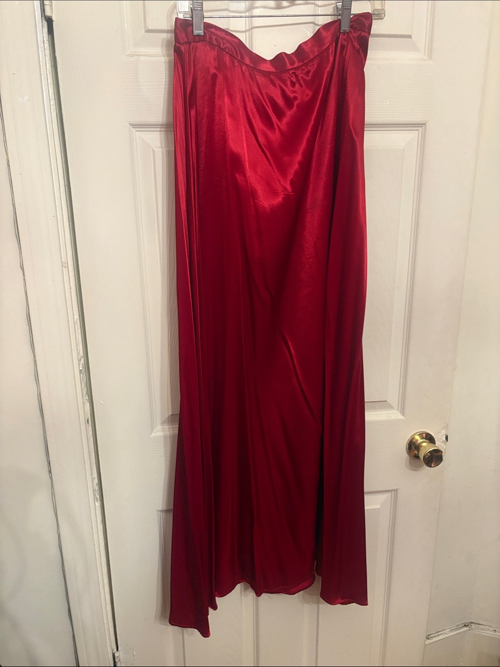 Satin Red Maxi Skirt